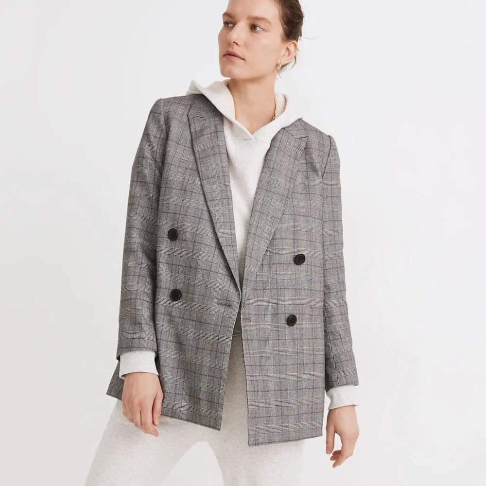 Madewell Caldwell Plaid Wool Blend Blazer Double Breasted NWOT Sz XS